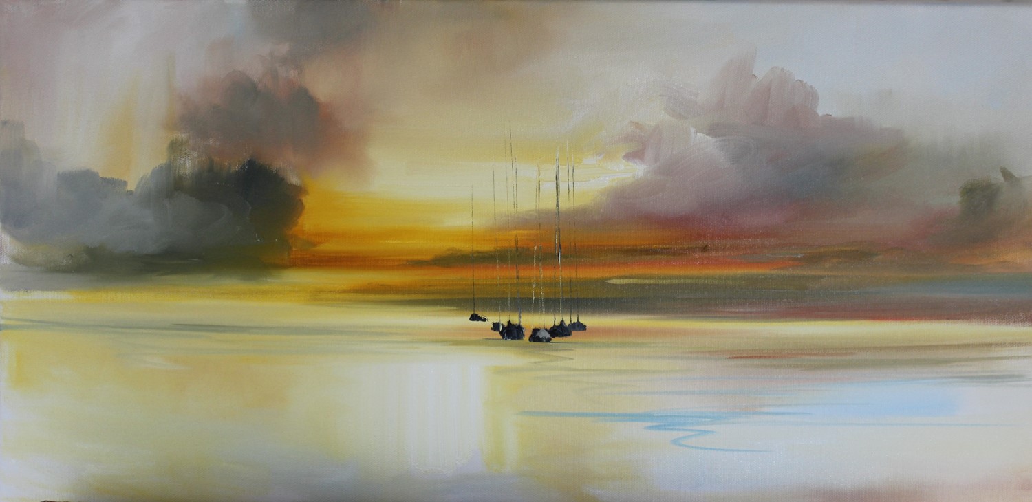 'Yachts in the evening light' by artist Rosanne Barr